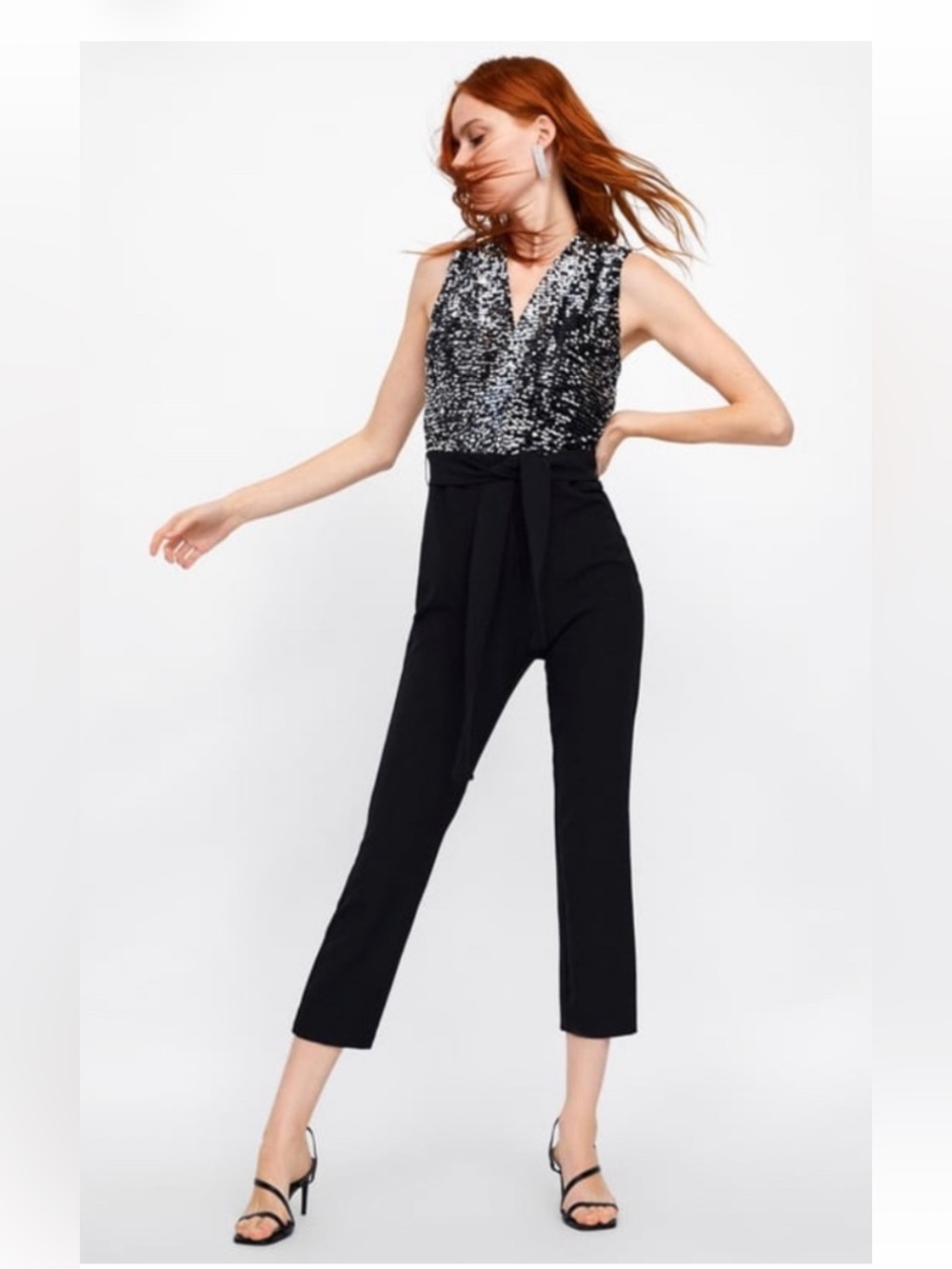 Zara Black Jumpsuit with Silver Sequin Bodice
